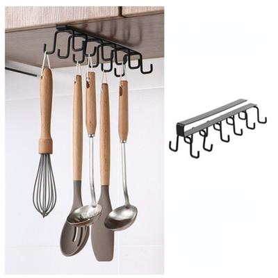 1PC Kitchen Hook Rack Punch-free Wall Cabinet Double-Row Hook Hanging Cup Holder Kitchen Organizer Rack Hanging Cup Holder