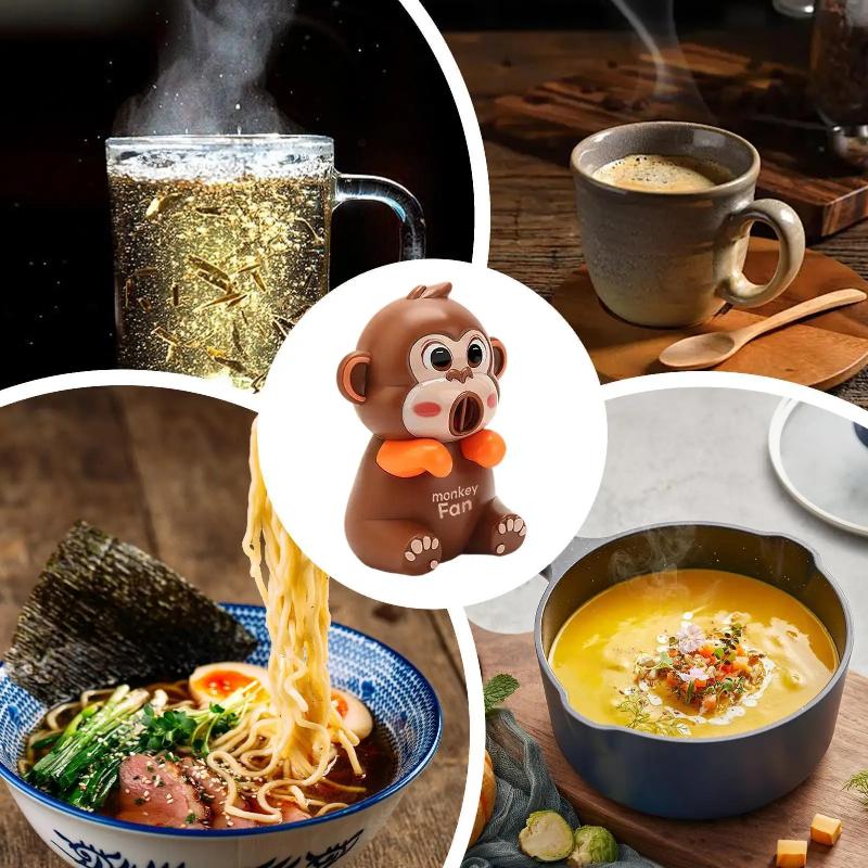 1 Set 3 Speeds Animal Portable Usb Rechargeable Clip-On Personal Fan Mini Food Cooling Fan For Soup Stew Coffee Tea Baked Goods