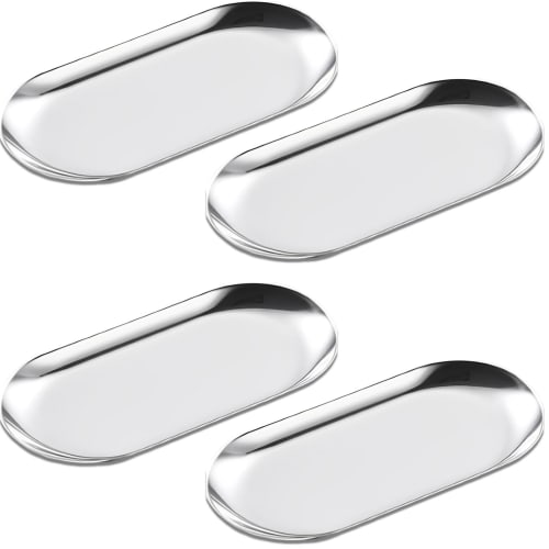 

fogman Поднос для денег, Поднос для монет, Держатель для полотенец, Поднос, Поднос для кассира, Держатель для сдачи, Набор из 4 (Серебряный)