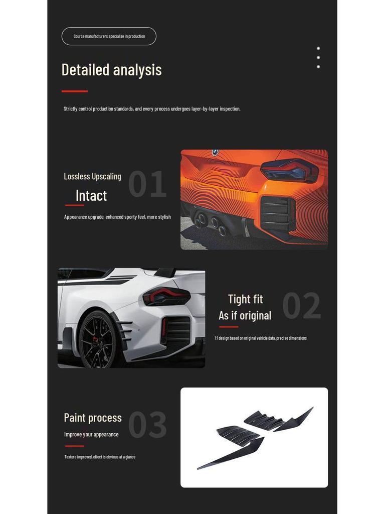 Rear Bumper Wind Deflector Sticker for 22-25 BMW M2 G87 MP Corner Modification