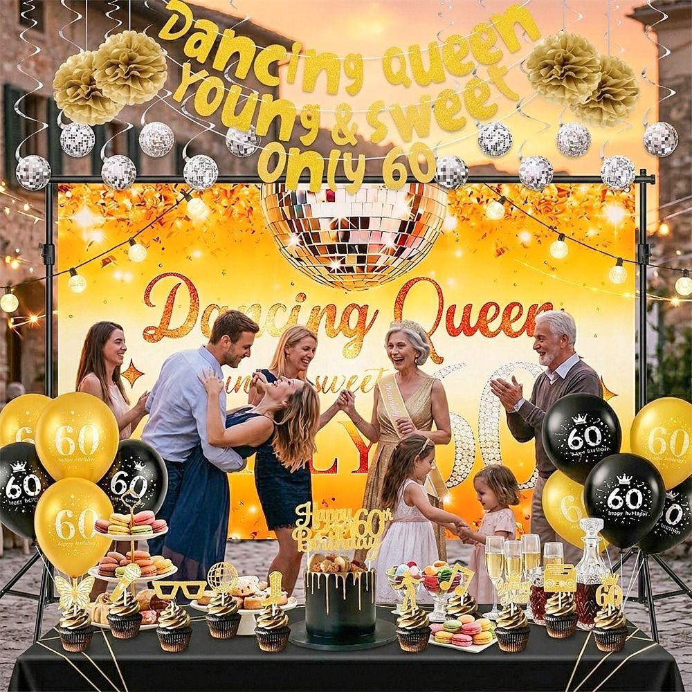 60 Years Old Dancing Queen Birthday Year 1966 Birthday Backdrop  for Family