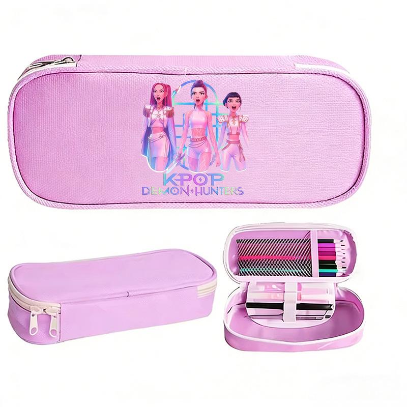 K-pop Demon Hunter Girl Group Pencil Case - Korean Style, Multifunctional Oxford Cloth Stationery Box for Students.