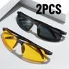 2PACK Night Vision Glasses Anti Glare Driving Goggles UV400 Half Frame Sunglasses for Men Day and Night Use