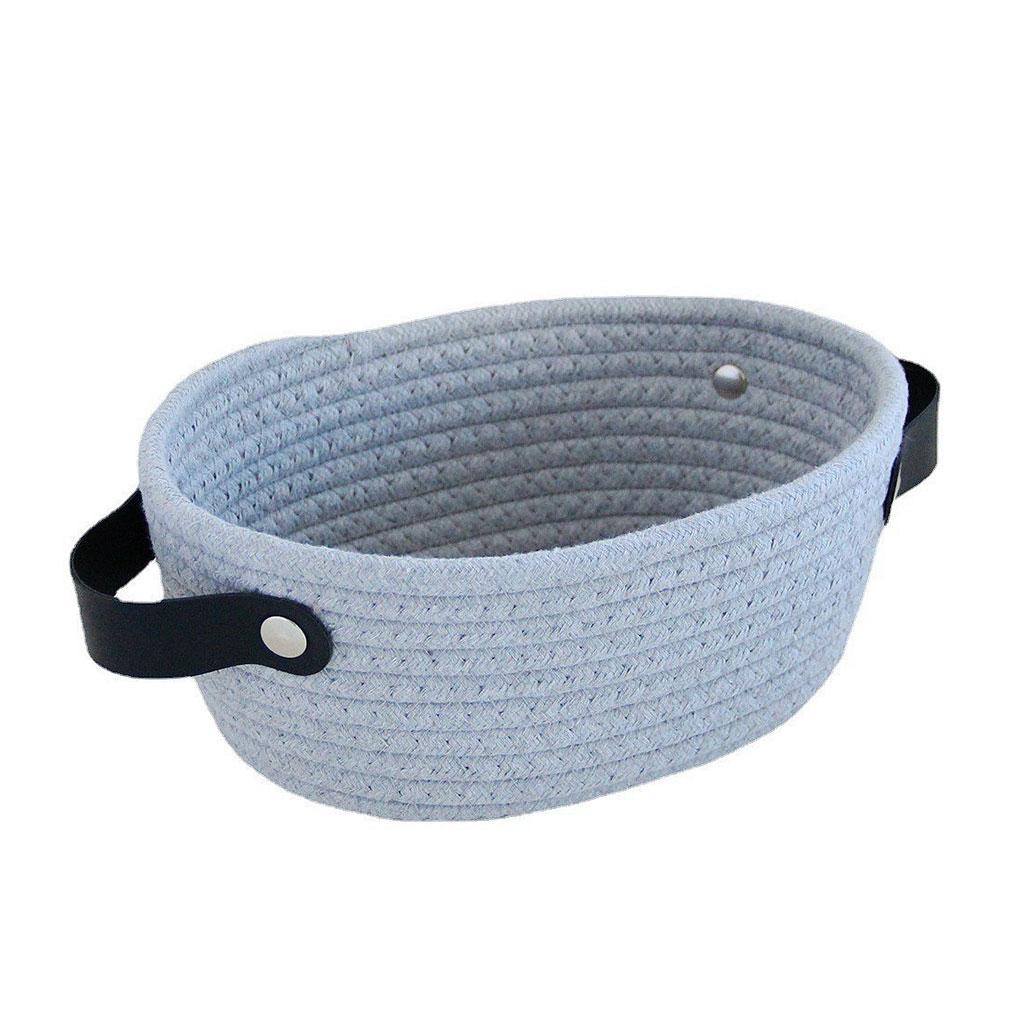 Nordic Storage Basket with Handles Hand Woven Cotton Rope Container Toy Sundries Key Desktop for Wardrobe Closet