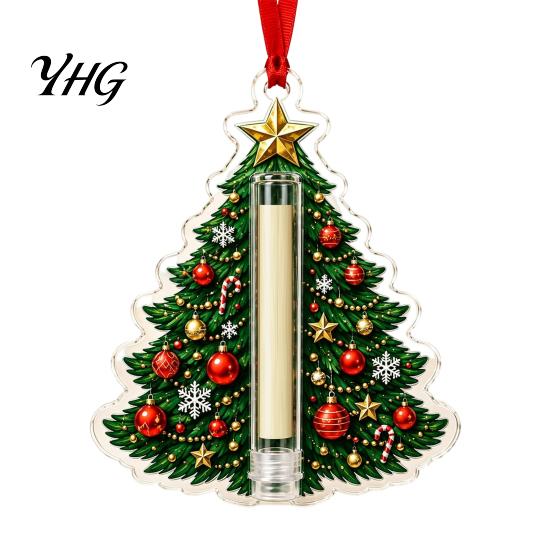 Clear Money Holder Capsule Christmas Cash Gift Ornament, Acrylic Holder, Funny Xmas Tree/Bow/Santa/Bell Shaped Hanging Decoration for Tree,