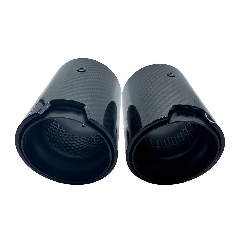 Glänzender Schwarzer Carbonfaser-Auspuffschalldämpfer & Endrohr für BMW M2, M4, E46, F30, F10.