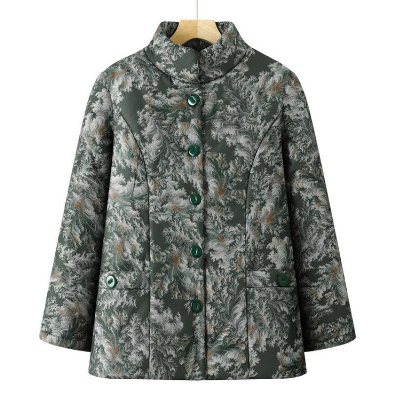 

Winter clothes new cotton-padded clothes for the elderly, women s old ladies, cotton-padded jackets, autumn and winter velvet jackets 5XL [recommended 150-80kg] зелёный