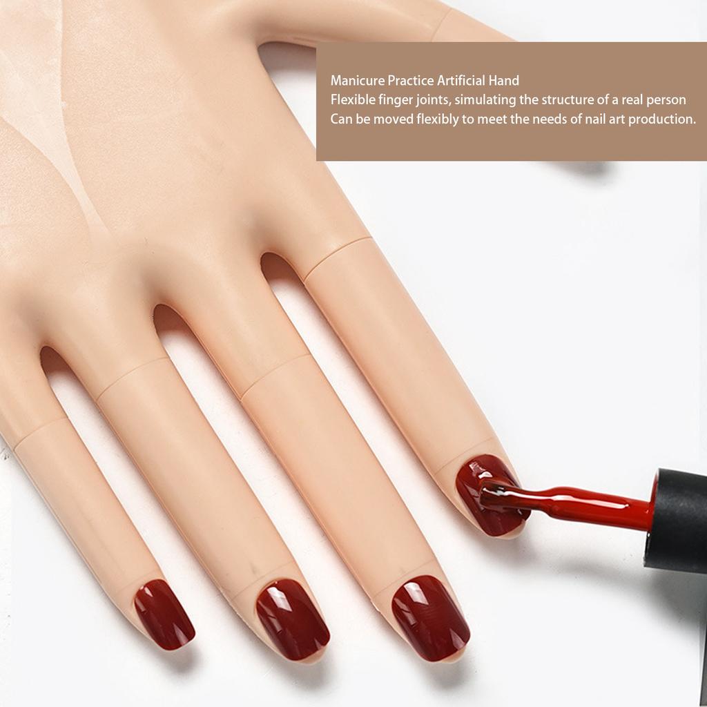 Manicure Practice Hand Model Nail Maniquin Hand Removable Fingers Artificial Hand with Bracket for Beginner