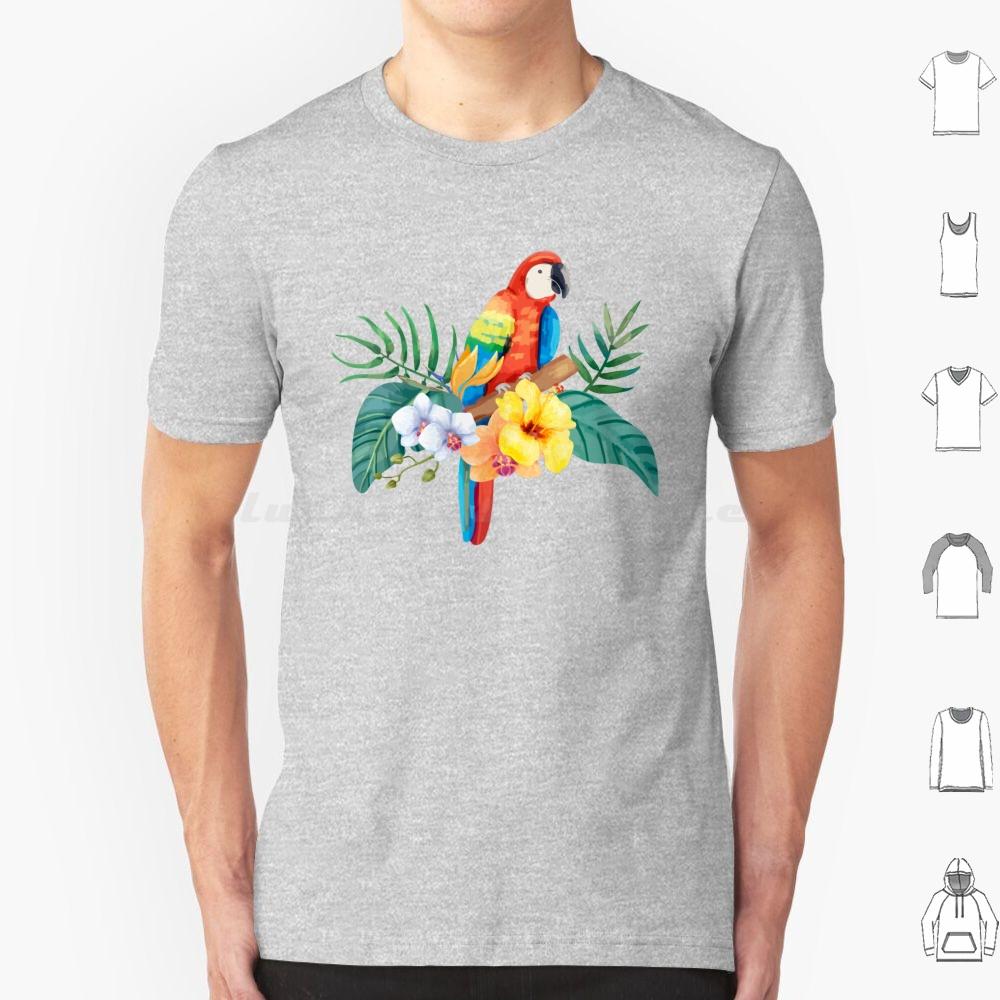 Tropical Parrot T Shirt Cotton Men Women DIY Print Parrothead Buffett Shark Tropical Volcano Parrot Margaritaville Beach