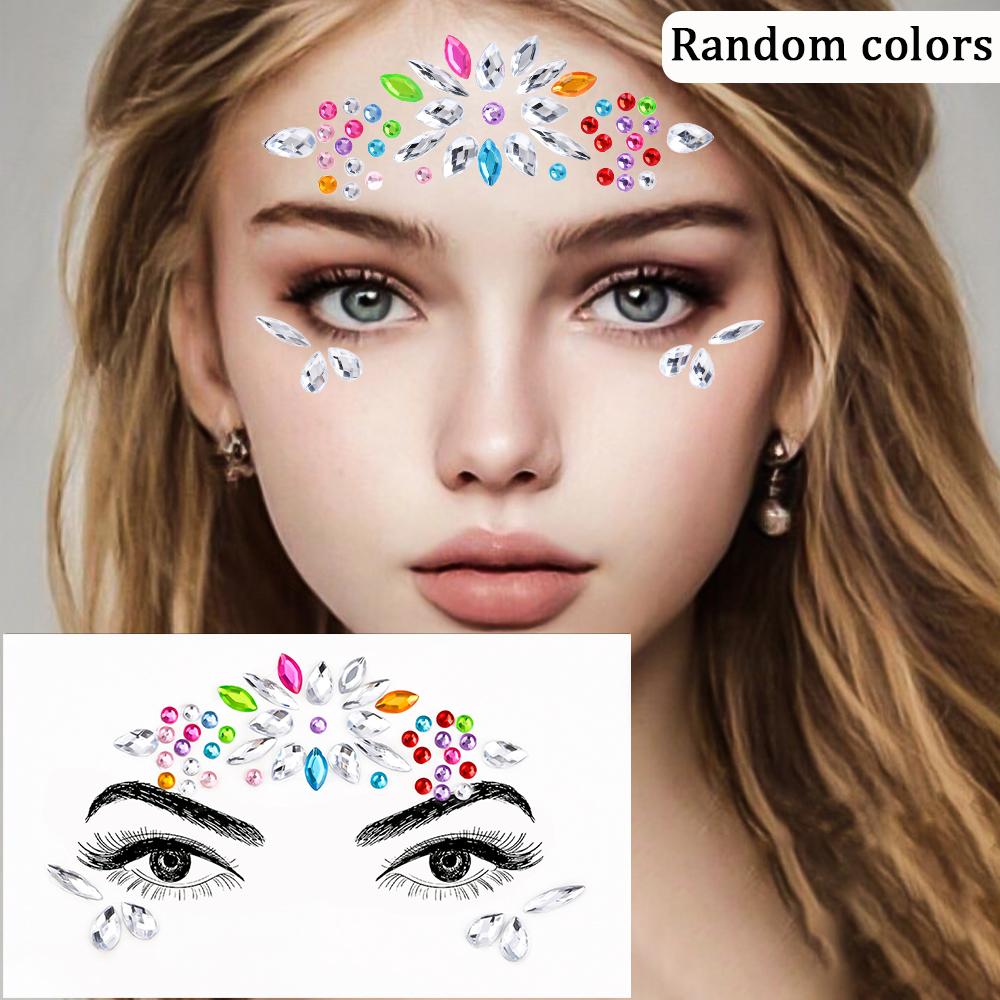 3D Strass Gezichtstattoo Stickers Voor Festival Glitter Make-up Sieraden Sticker Op Gezicht Kristallen Edelstenen Juwelen Diamanten Decoratie