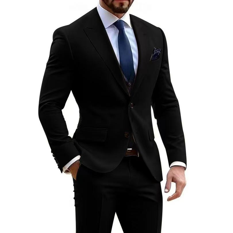 Elegant Suit for Men Peak Lapel 2piece Blazer Pants Set Stylish Groom Tuxedo Suits for Men Wedding Dresses Business Men Clothing
