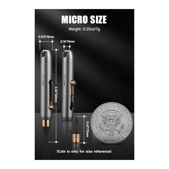 KEEPO LINK Keychain Mini Reusable Titanium Mechanical Pencil (2 Refills Included) | EDC, Office, Outdoor, School Supplies OLP01 (Black)