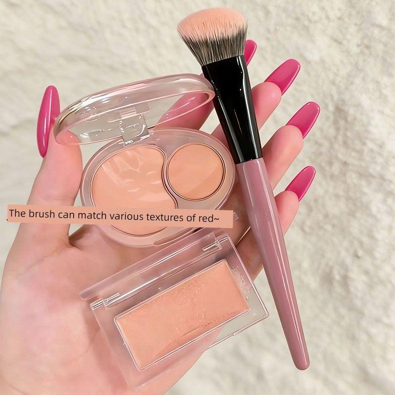 Hua Qianxun Genuine Blush Brush, Angled Stippling Brush, Portable Makeup Artist's Special Powder Foundation Brush, Contour Brush