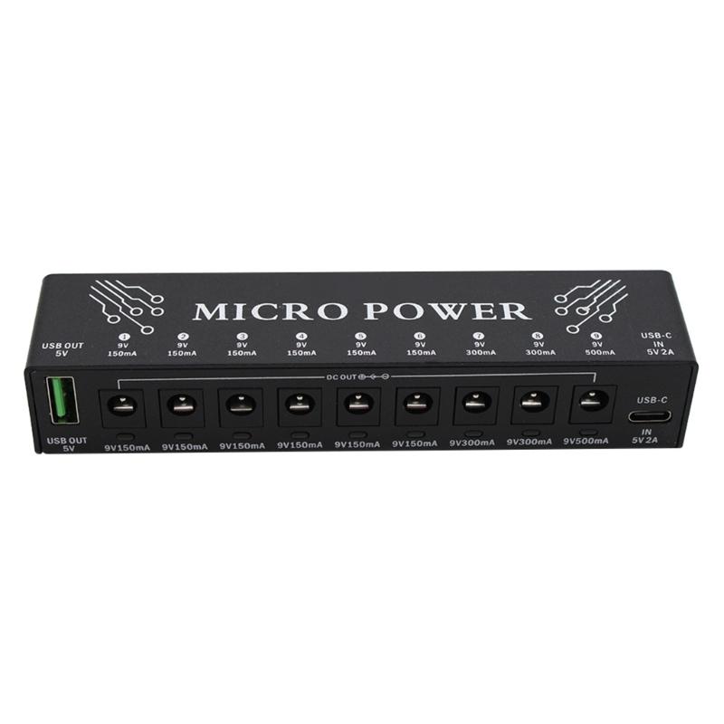 9 Output Adjustable Voltages Multiple Effect Pedal Power Supply Compact Light Weight for Guitar Studio Equipment