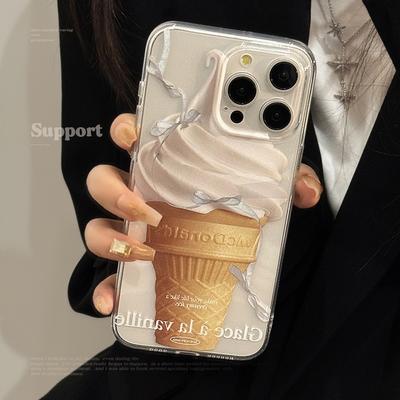 Summer Bow Ice Cream for IPhone 16 Mobile Phone Case 15 Transparent for IPhone 17 Promax Glitter 11 Soft