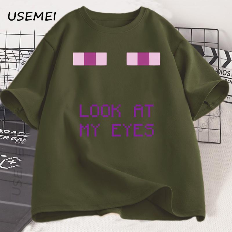 EnderUnisex Eyes Game Tshirts Funny Design Cotton Short Sleeve T Shirt Casual Round Neck Loose Graphic Tees Harajuku Clothes