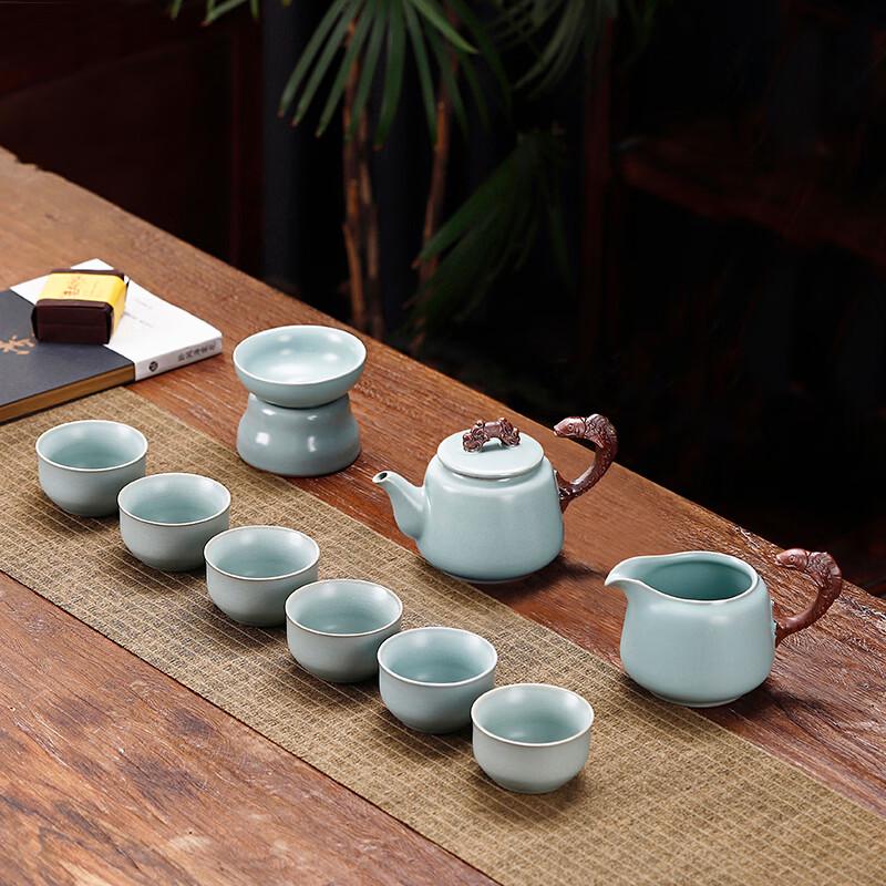Bafang Li  Fish Leaping Over Dragon Gate  Celadon Ceramic Tea Set