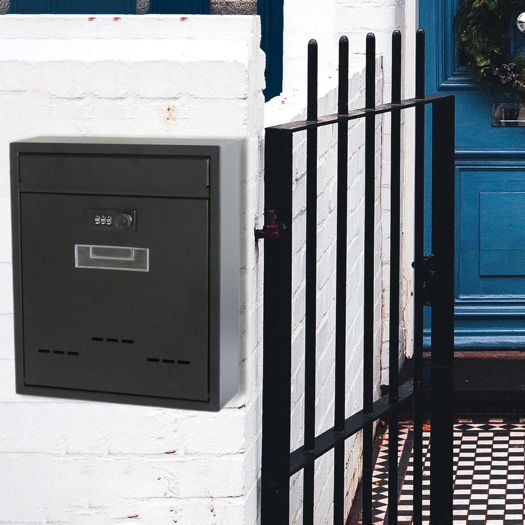 Metal Locking Mailbox Wall Mounted Hanging Mailbox Lockable Outdoor Mail Box for House Front Door External Lock Mailbox Box