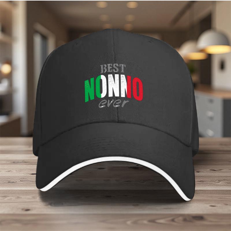 1pc BEST NONNO EVER Adjustable Sandwich Baseball Cap Lightweight Printed Craft Womens Hat for Grandpa Mens Sun Hat