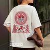 Retro Print 100% Cotton Short Sleeve T-Shirt - Hong Kong Style, Loose Fit, Early Autumn
