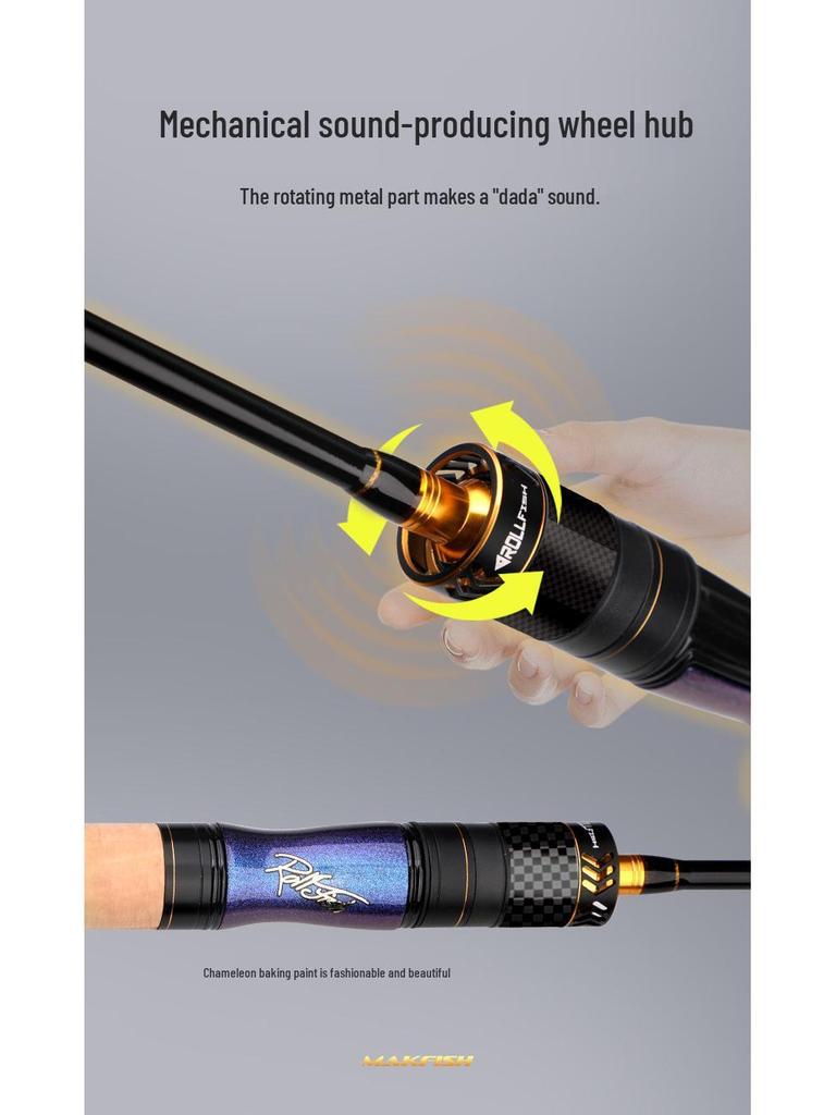 UL Fast Action Micro Baitcasting Rod - Super Light & Soft with Solid Springy Tip and White Stripe for Stream Fishing.