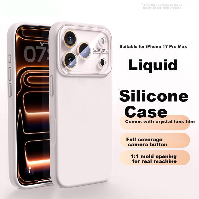 IPhone 17 Pro Max Case, Full Lens Protection Ultra-Thin Liquid Silicone Shockproof AI Camera Button Soft Case, White