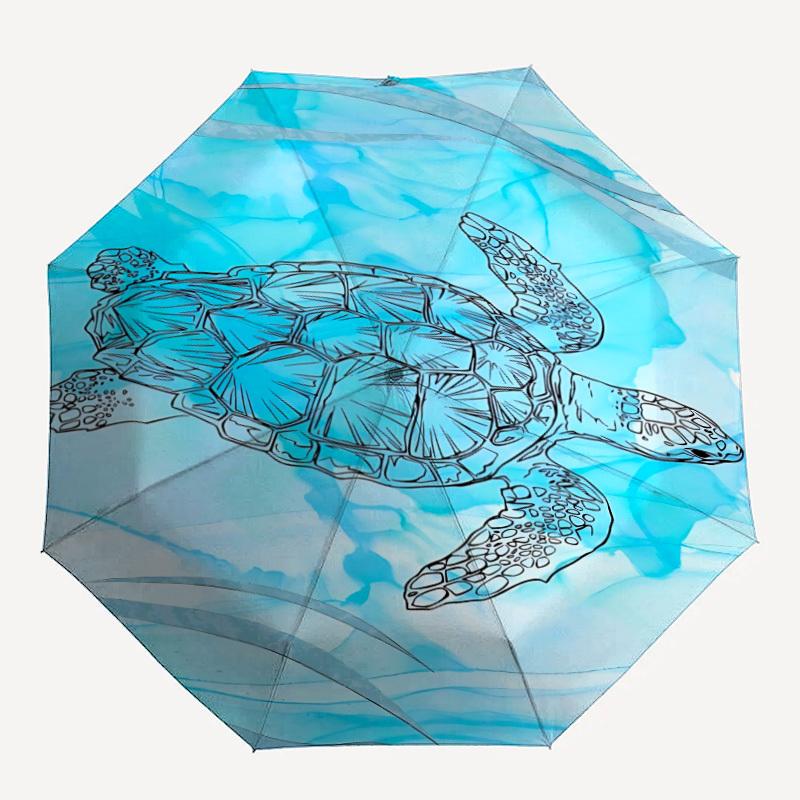 1 Stück Meereschildkröte Automatischer Öffnungs-/Schließ-Faltregenschirm, Kompakter Tragbarer Reise-Regenschirm, Niedlicher Regenschirm, Langlebige Konstruktion yy260328019