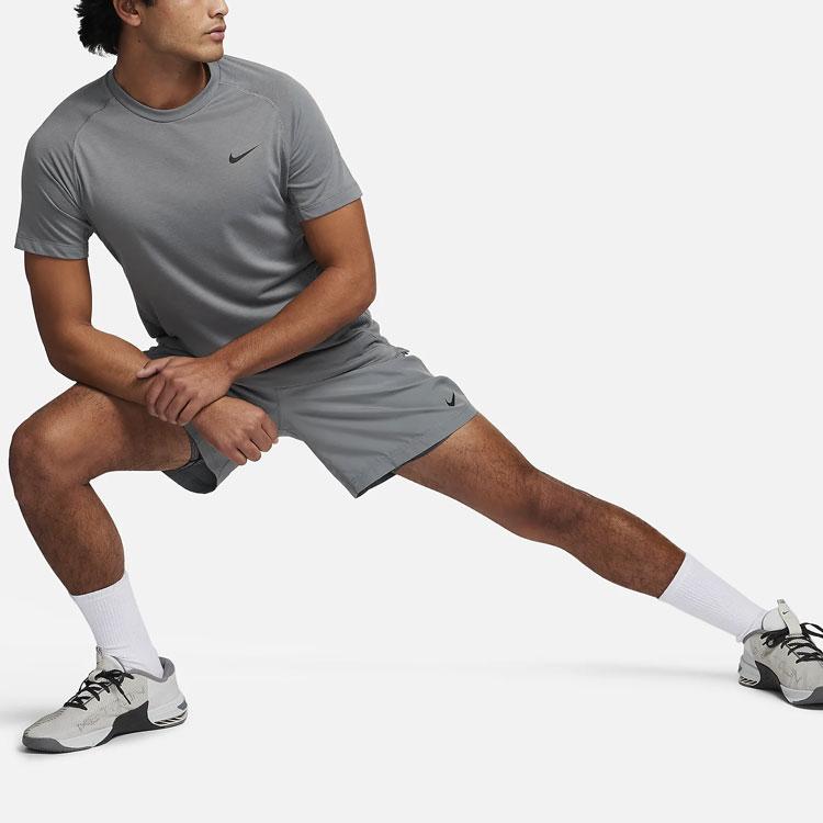 Nike Flex Rep Solid Logo Round Neck Short Sleeve Fitness Shirt Men tops Smoke-Gray FN2979-084