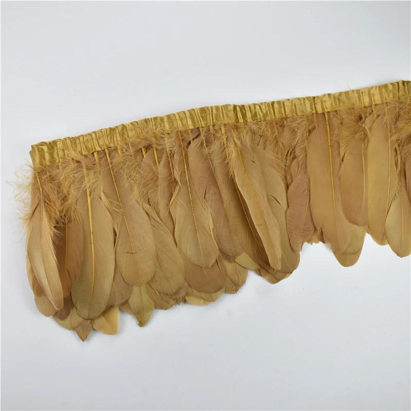 1Meter Colored Goose Feathers Trims Real Geese Feather Trim Tassel Fringe Ribbon White Black Feather Crafts Clothes Accessories
