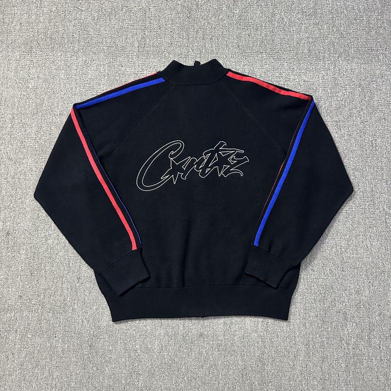 

Вовняний кардиган на блискавці Corteiz Alcatraz: Модна американська ретро вулична куртка Small чорний