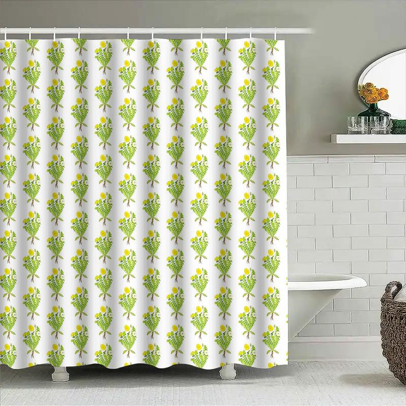 Floral Shower Curtain Botanical Greenery Pattern Bathroom Decor Nature Inspired Washable Fabric Backdrop