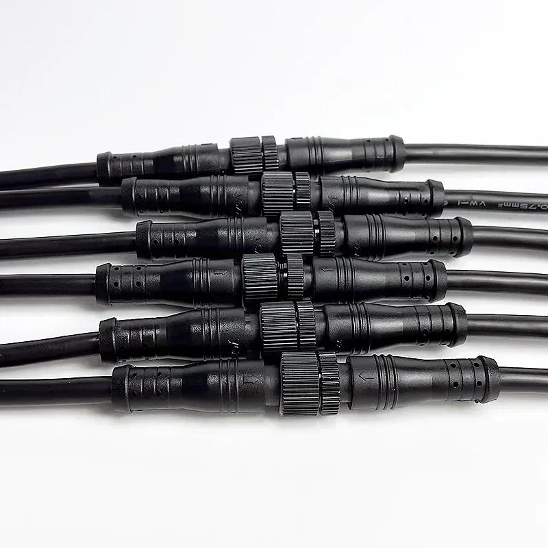 5/20Pcs M12 Metal Black Waterproof IP68 2 3 4 5 6 8Pin Male and Female LED Strip Outdoor IP68 Cable Connector 20cm Wire Plug