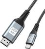 HDMI Conversion 4K To HDMI Cable with Thunderbolt 3 Nylon Video Mirrors Mobile Screen To HD MI Converter Cable Compatible with iPhone 16 Pro Galaxy