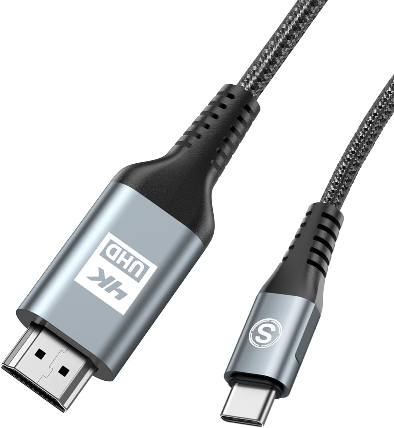 

Конвертация HDMI 4K в кабель HDMI с Thunderbolt 3 Нейлоновый Видео Зеркала Мобильный Экран в Конвертерный Кабель HD MI Совместим с iPhone 16 Pro Galaxy серый