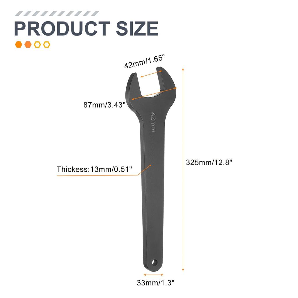 Uxcell Single 42mm Metric 15 Degree Offset Angle Small Flat Head Blackening Wrench for Automotive Repair and Furniture Assembly Open-End Wrench,