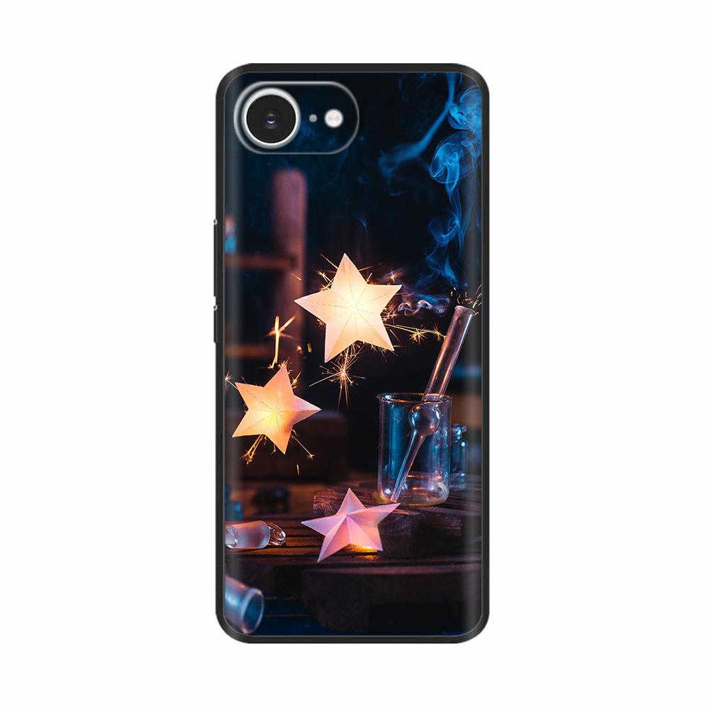 For iPhone 16E Case Fantasy Flower Black Phone Case For iPhone16E / iPhone SE 2025 Soft TPU Shockproof Back Cover Fundas Housing