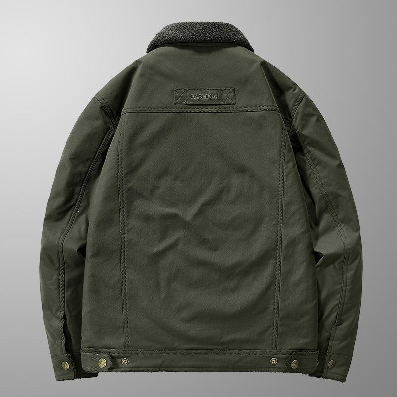 Chaqueta Gruesa Cálida de Forro Polar para Hombre Invierno Moda Casual Cortavientos Hombre Ropa Exterior Otoño Exterior Chaqueta con Cuello de Piel Hombre