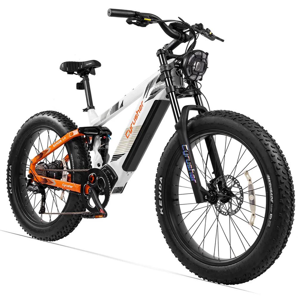 Electric Bicycle Cyrusher Ranger 750W Motor Fully Suspension Adult Electric Bike 52V 20AH Dual Hydraulic Brake 26" Fat Tire Max Load 150kg