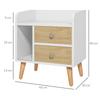 Bedside Table, 2 Drawers, 1 Open Shelf, Raised Pine Legs, 43 X 30 X 49 Cm