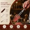 Long Handle Stainless Steel Fork Redwood Handle Meat Turner Fork  Backyard Party