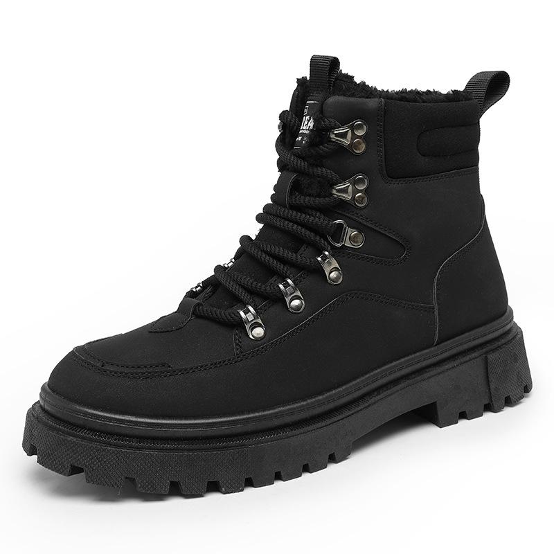 Tooling velvet cotton shoes high-top Martin boots men's new autumn and winter locomotive shoes casual rhubarb boots