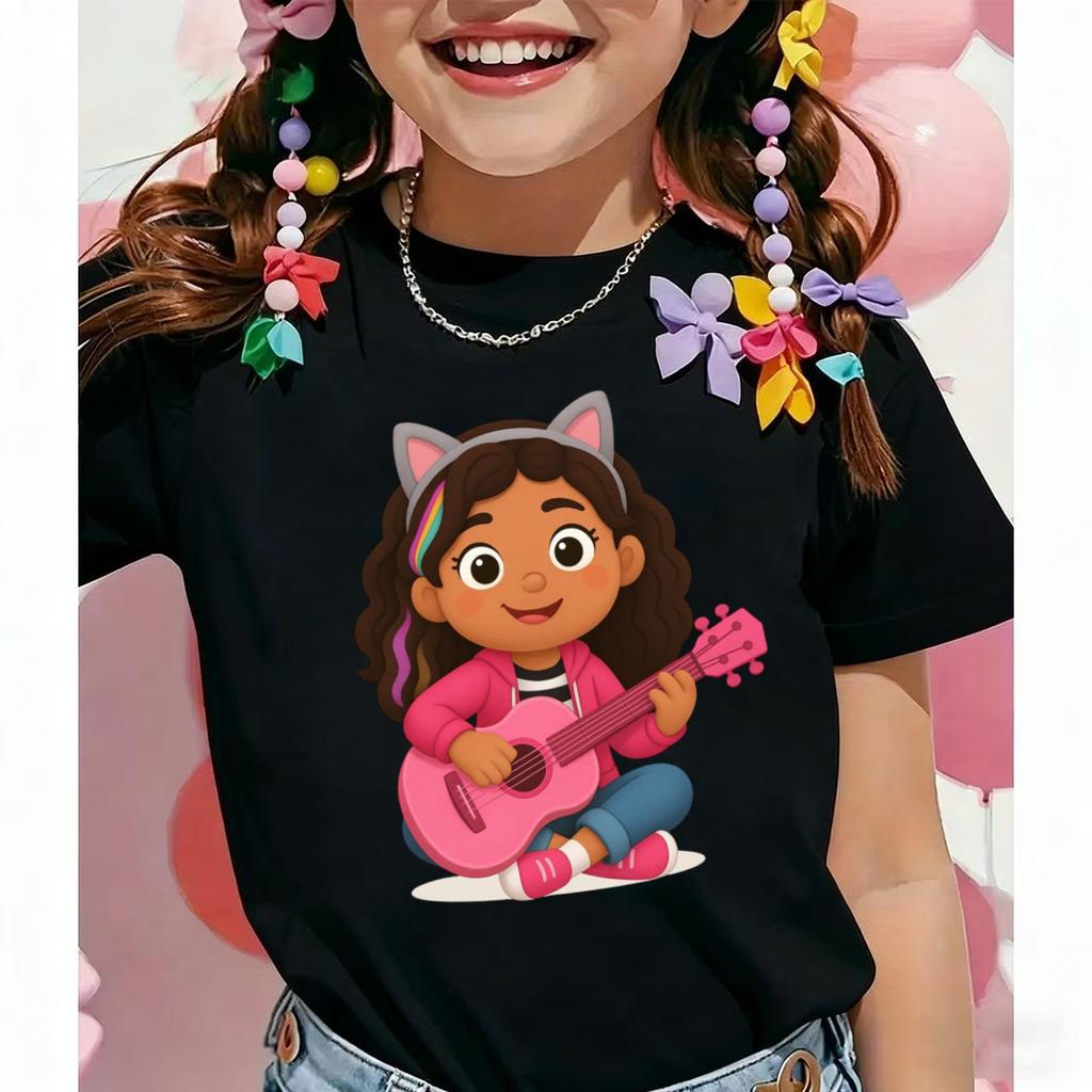 2025 Neue Sommerkleidung Mädchen Gabbys Puppenhaus T-Shirt Gabby Katzen Karneval Halloween Cosplay Kostüm