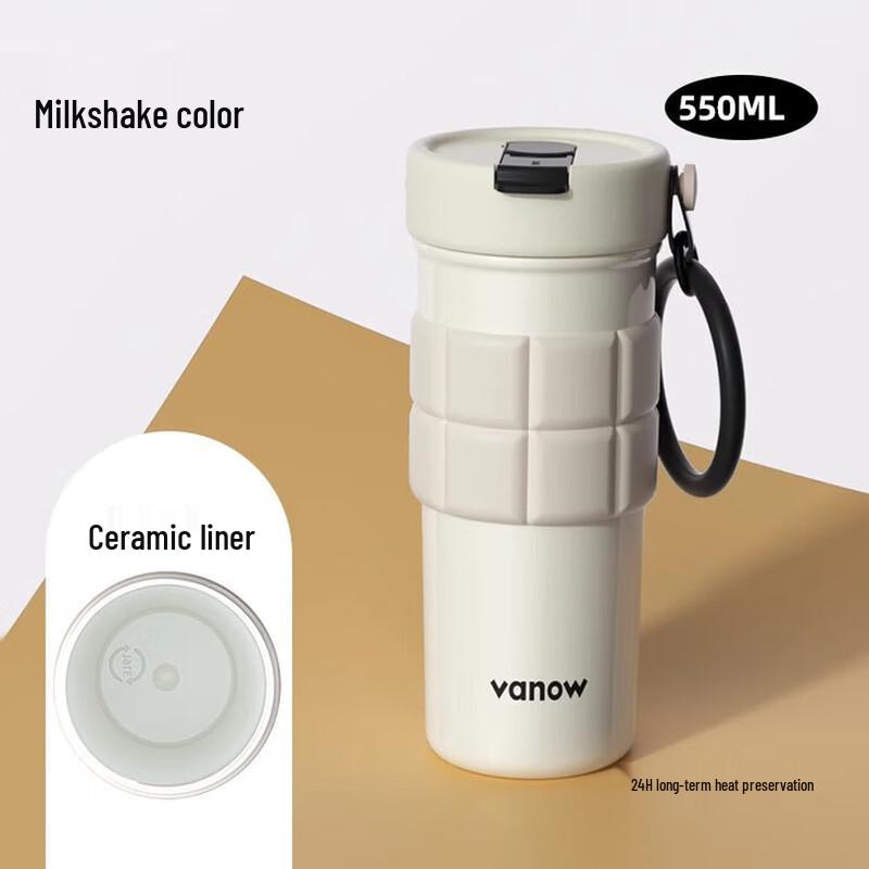 

Vanow 550ml Insulated Travel Mug with Straw and Ceramic Liner