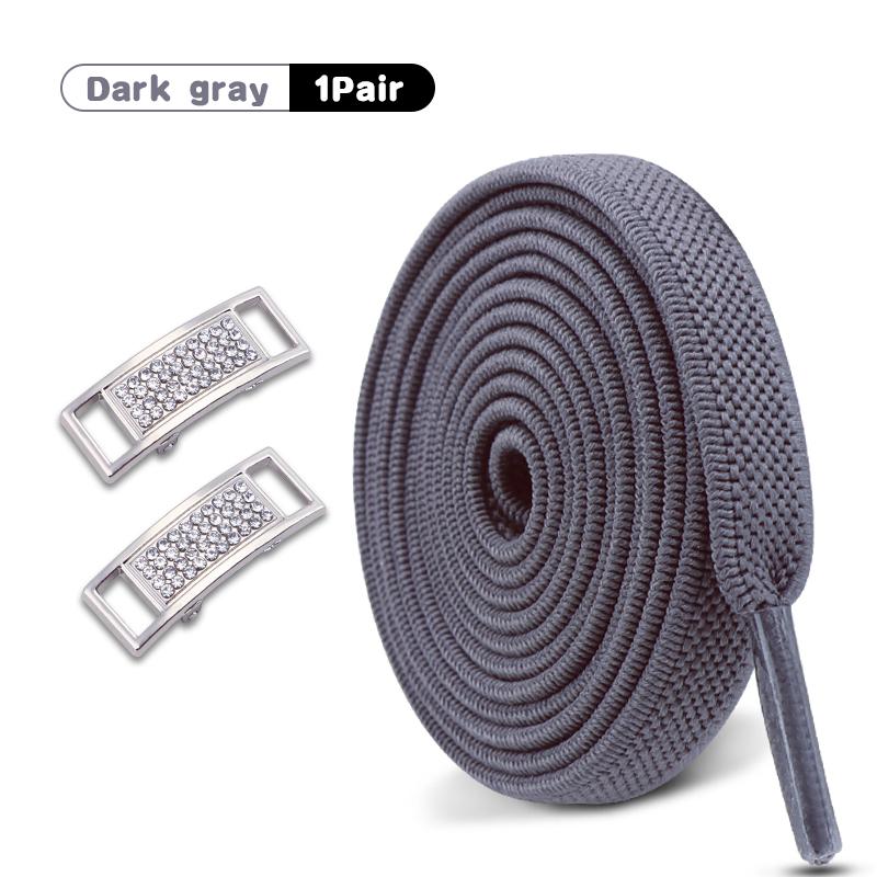 1Pair Diamond Lock Shoelaces Without ties Elastic Laces Sneakers No Tie Shoe laces Kids Adult 0.8cm Flat Shoelace for Shoes