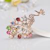 Women Elegant Peacock Brooches Fashion Shimmer Breastpin for Wedding Party