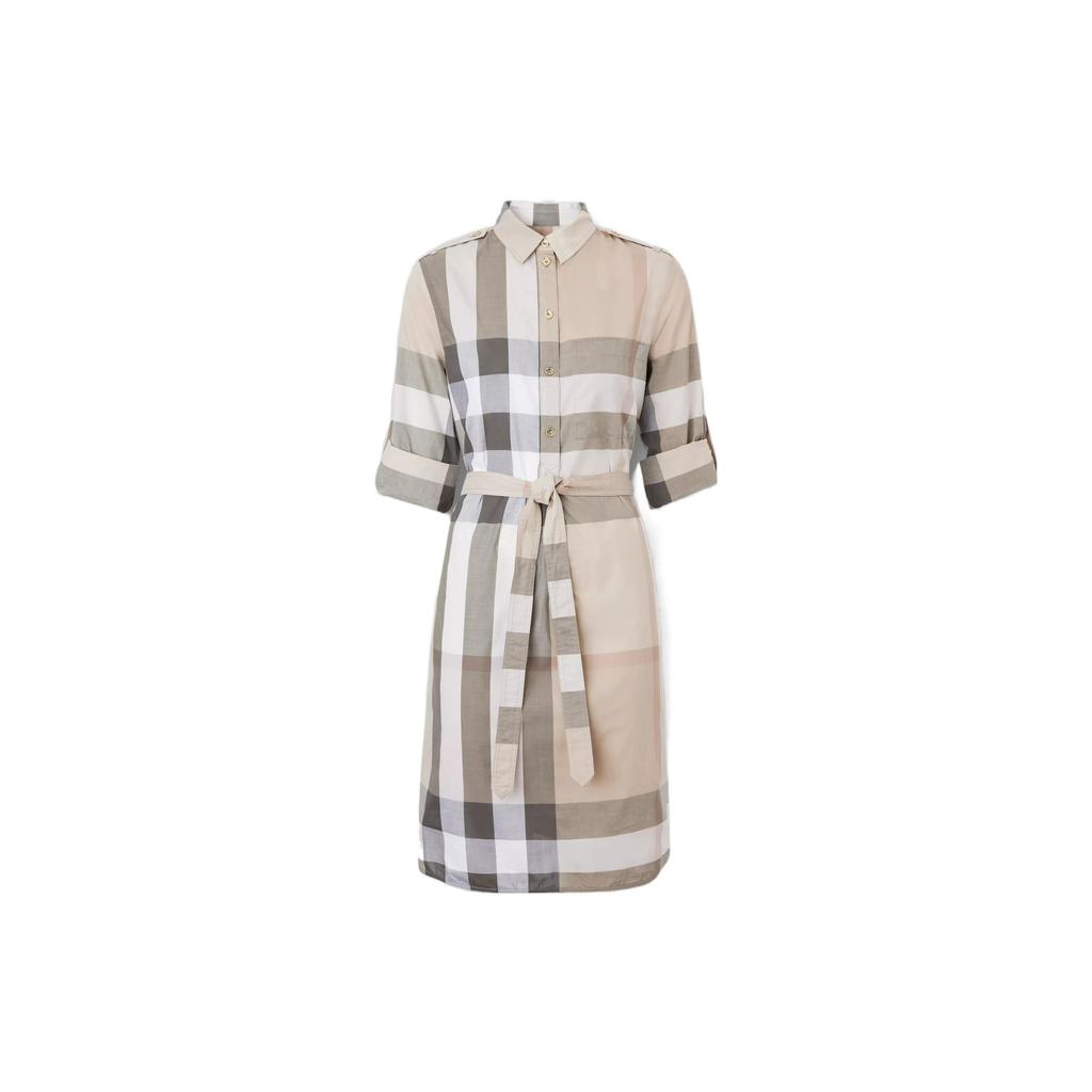 Burberry FW22 Long Sleeved Dress Women's Light Stone 80652141