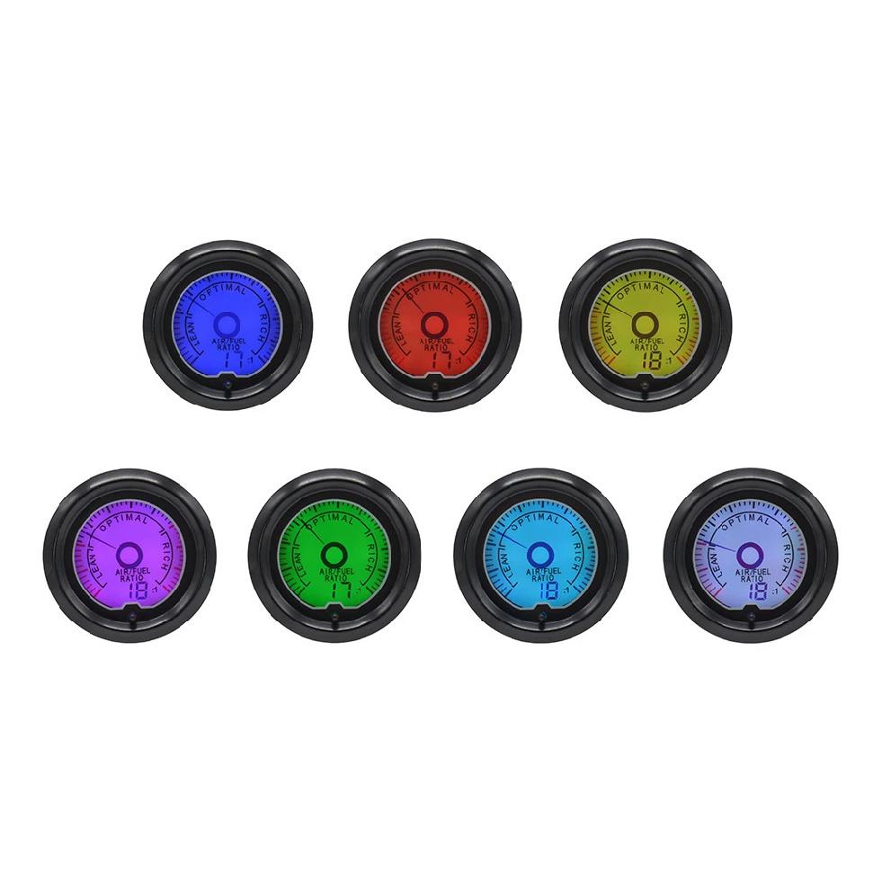 Dragon 52mm 2" Auto Car Air Fuel Ratio Gauge LCD Digital Display 7 Colors Light Narrowband Oxygen O2 Sensor Meter