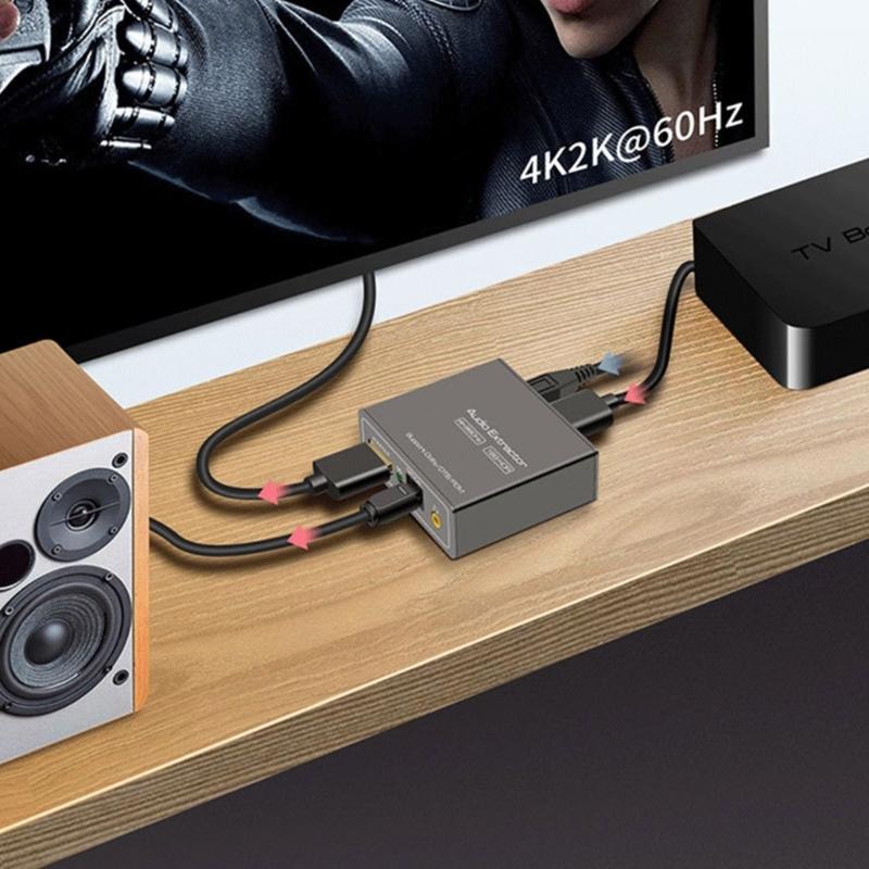 4K60Hz HDTV-compatible Auditory Extractor Converter To 3.5mm Adapter Supports HDR10 And 18Gbps Bandwidth