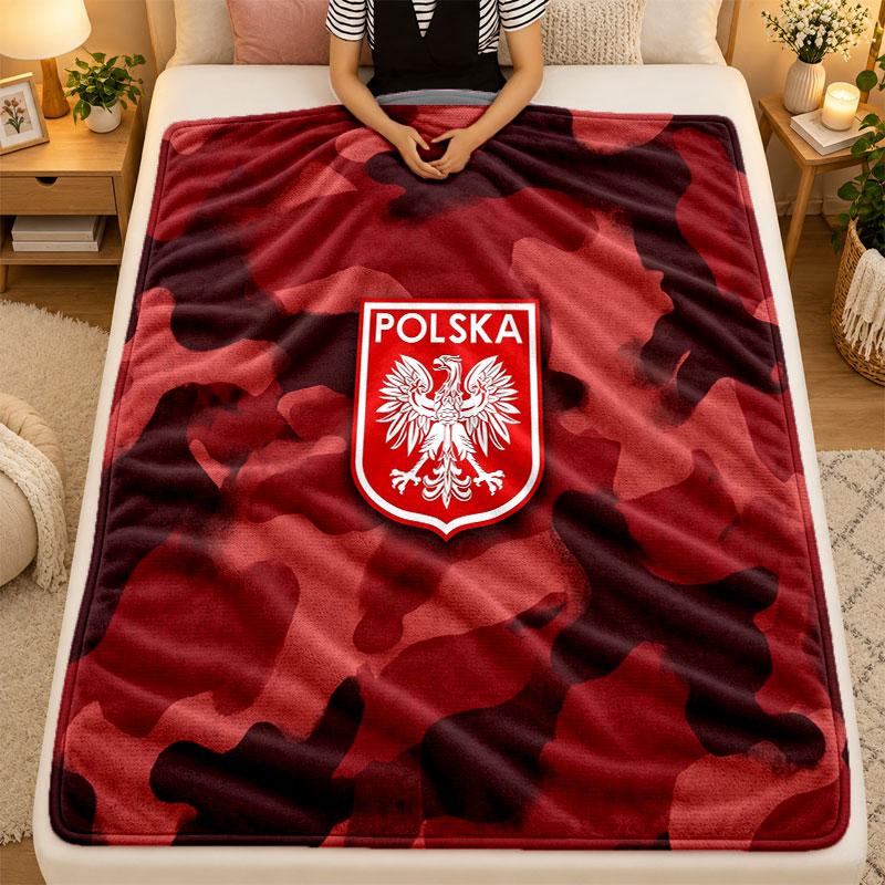 Flannel BlanketPoland Football Warm Soft Throw Blanket for Indoor Sofa Bed Living Room Use