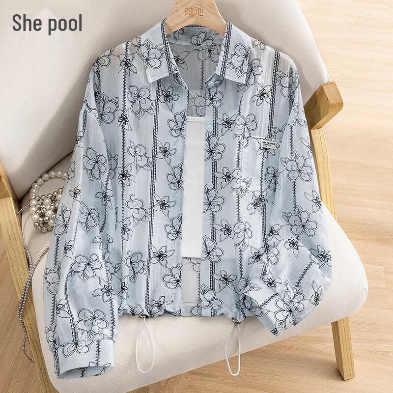 Chinese Brushwork Print Long-Sleeve Shirt One Size